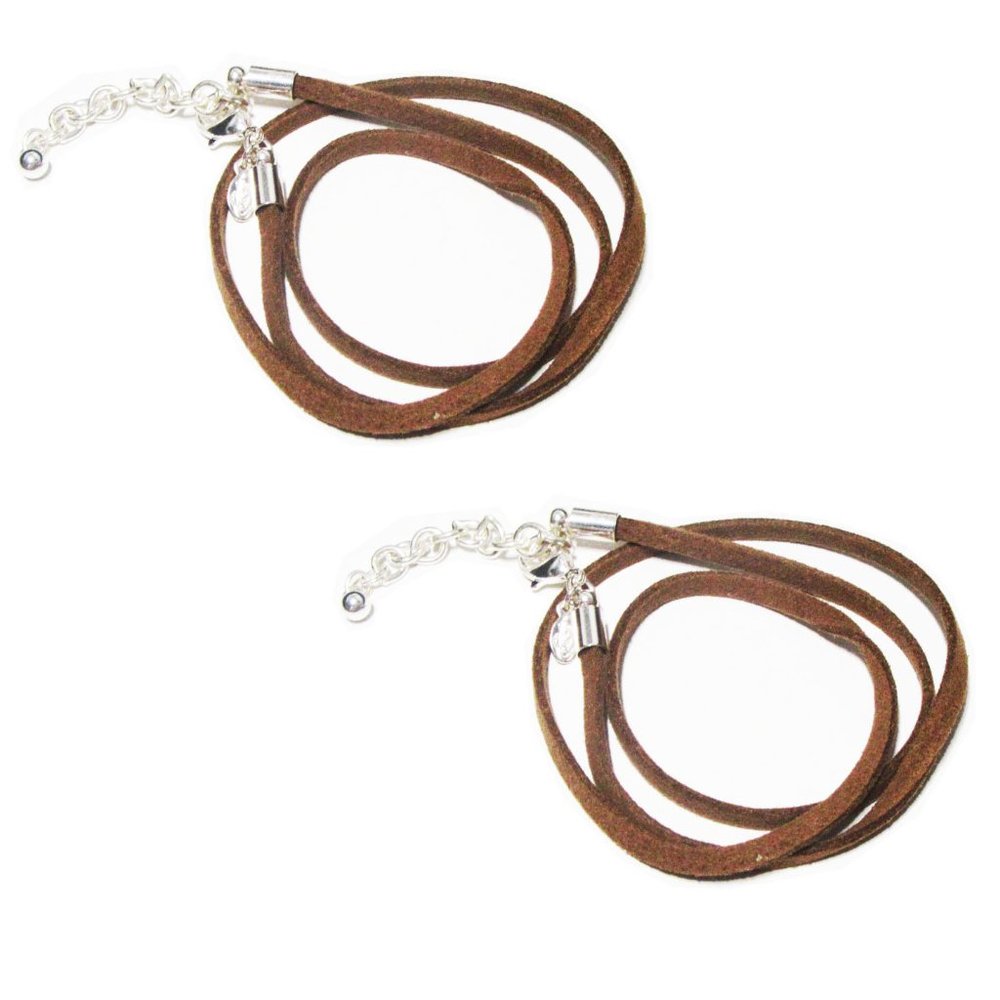 2 PACK Premier Designs Jewelry Brown Leather Cord Necklace in Silver